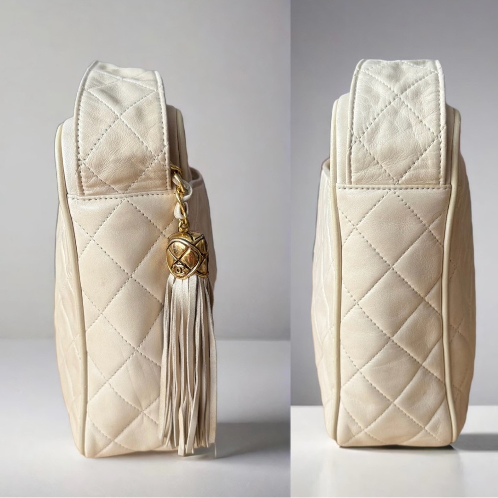 Chanel Quilted CC Tassel Camera Bag Cream /with COA - Picture 12 of 15